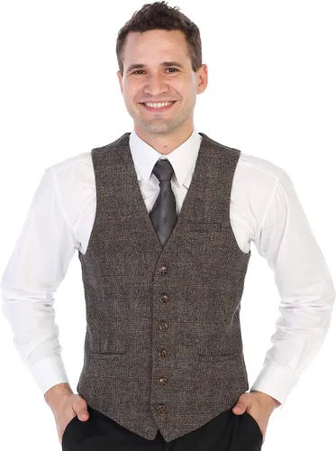 Miniatura 20 de Gioberti Chaleco de tweed formal de 6 botones para hombres
