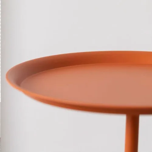 Miniatura 5 de Mesa auxiliar de café, mesa redonda de metal de estilo moderno de mediados de siglo con base de pedestal para sala de estar, juego de 1 color blanco