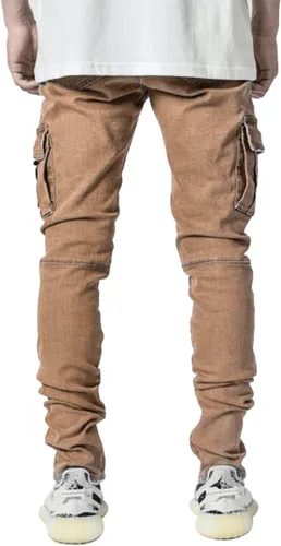 Miniatura 4 de HUNGSON Pantalones de mezclilla elásticos ajustados para hombre, jeans ajustados rasgados para hombre, pantalones de pierna recta desgastados