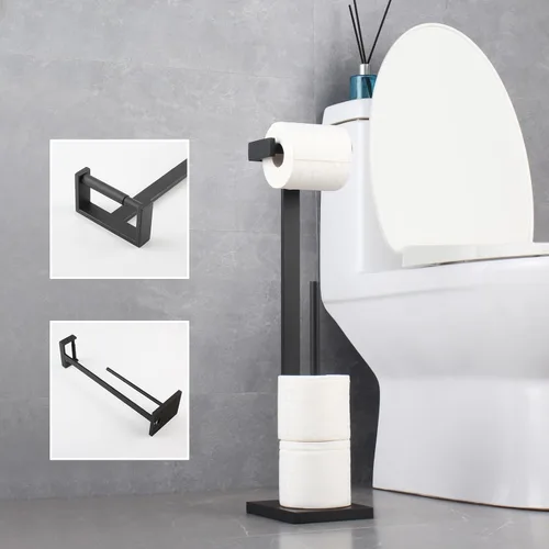 Miniatura 8 de GERZWY Baño libre titular de papel higiénico titular de papel higiénico para baño SUS 304 acero inoxidable, negro mate DZY005-BK