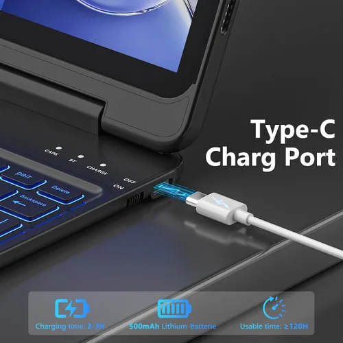 Miniatura 6 de FUWANG Touch para iPad Air de 11 pulgadas y Air de 5ª y 4ª generación con funda y teclado - Solo compatible con teclado retroiluminado de 180 grados