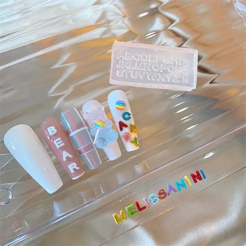 Miniatura 4 de Moldes de letras numéricas para uñas, letras A-Z y números 1-10, moldes de resina 3D 26 alfabetos, moldes de uñas para decoración de uñas, moldes