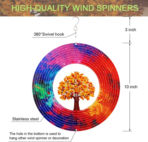 Miniatura 3 de Spring Song Árbol de la vida 3D Kinetic Wind Spinner para patio y jardín, de acero inoxidable, para interiores y exteriores, decoración colgante