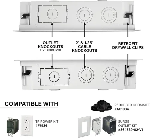 Miniatura 6 de Legrand - OnQ ENP0905NAV1 – manejo de cableado, caja de multimedia de pared, recinto de cableado estructurado de doble propósito con soporte