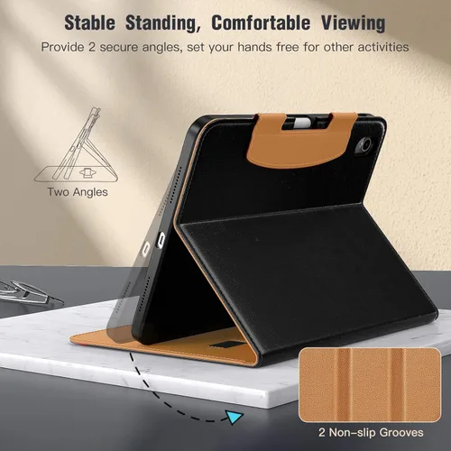 Miniatura 4 de MoKo Funda para iPad A16 de 11 pulgadas, funda para iPad de 11ª/10ª generación (2025/2022) con soporte para lápices y bolsillo, funda con soporte