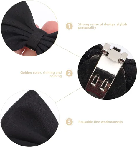 Miniatura 3 de LIFKOME Black Bow Shoe Clips Ribbon Detachable Shoes Buckle Wedding Bridal Shoe Buckle Shoe Charms Decoration for DIY