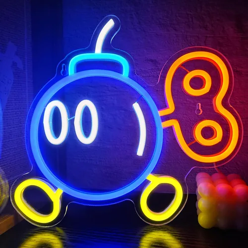 Señal de Neón de Juegos para Decoración de Habitación de Juego, Luces de Neón de Anime Enchufables y Regulables con USB para Dormitorio de Niños,