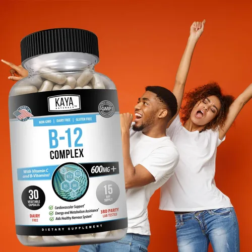 Miniatura 8 de Kaya Naturals Complejo B-12 Suplemento multivitamínico para mujeres y hombres potenciador de energía y metabolismo Vitamina del complejo B