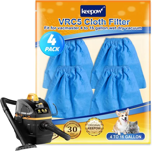 KEEPOW VRC5 Bolsas de filtro de tela para aspiradoras Vacmaster de 4 a 16 galones en húmedo/seco VBV1210 VJC507P, paquete de 4