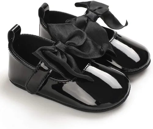 Miniatura 4 de WILLFUN Zapatos planos Mary Jane para bebés y niñas con lazo, vestido de princesa, zapatos de cuna, suela de goma suave antideslizante