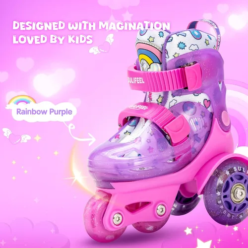 Miniatura 2 de SULIFEEL Patines de Ruedas Ajustables para Niñas Niños Infantiles, Ruedas Divertidas Iluminadas con Luz Flash de Tipo Equilibrio de Tres Puntos