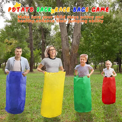 Miniatura 2 de 28 bolsas de carreras de sacos de papas, carreras de huevos y cucharas, juegos de carnaval, bandas de carreras de relevo de 3 patas, juegos al aire