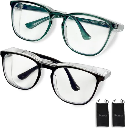 Feaglo Lentes de seguridad, antivaho para mujeres y hombres, bloqueo de luz azul, elegantes gafas de protección para los ojos, escudo lateral