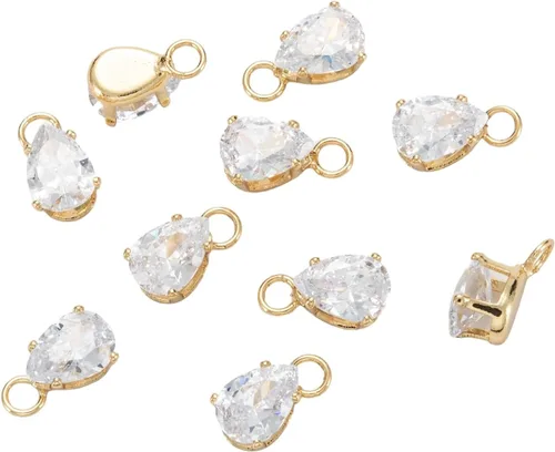 Miniatura 18 de Airssory 10 dijes de cruz diminutas de 0.492 x 0.354 in, latón chapado en oro, de metal, delicados, minimalistas, simples colgantes para fe