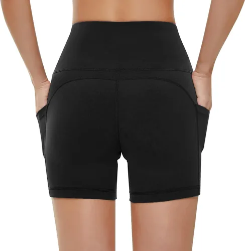 Miniatura 4 de KKB Pantalones cortos de cintura alta de 8 y 5 pulgadas para mujer, leggings de yoga, control de abdomen, pantalones cortos de entrenamiento