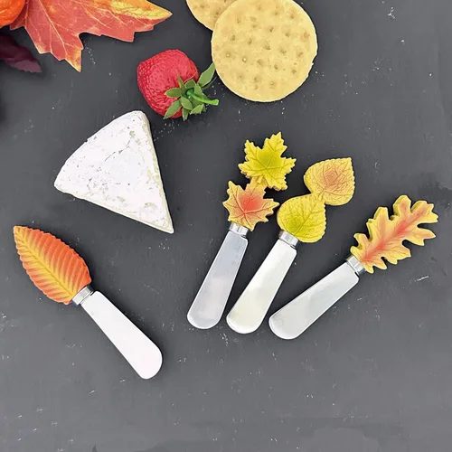 Miniatura 2 de Supreme Housewares Fall Leaves - Esparcidores de queso, asas de resina pintadas a mano con cuchillas de acero inoxidable para untar queso crema