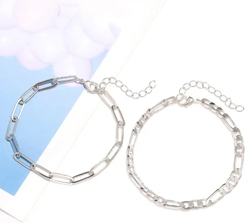 Miniatura 6 de Pulseras de cuentas para mujer apiladas elásticas doradas plateadas pequeñas cuentas de bola delicadas pulseras de eslabones Figaro para él y ella