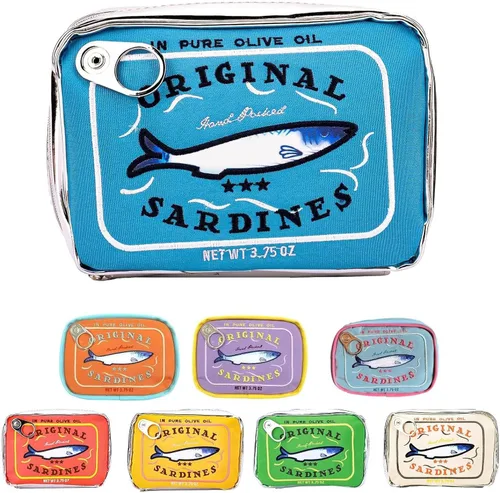 Miniatura 12 de Bolsa de maquillaje de sardinas enlatadas, bolsa de aseo estilo sardinas enlatadas, bonita bolsa de viaje, bolsa de maquillaje creativa y bonita