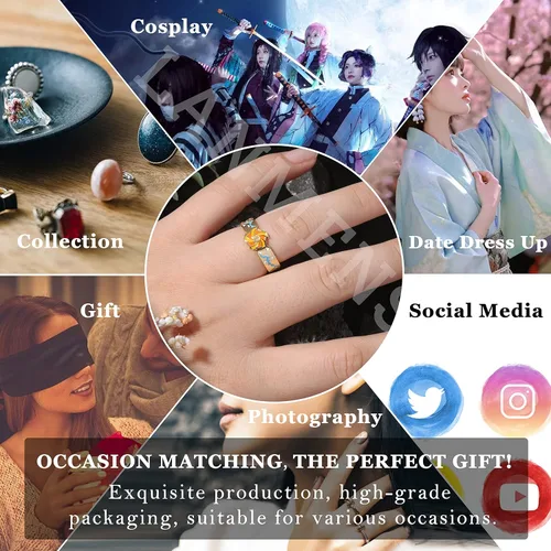 Miniatura 5 de LANMENSY Demon Slayer Anillos de anime Joyería original de plata de ley 925 "All24 estilos" nuevo Tamaño ajustable Kimetsu No Yaiba Cosplay Moda