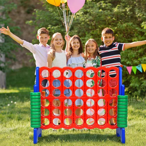Miniatura 6 de ARLIME Juego gigante de conexión 4 en fila, juego de juguetes jumbo de 4 en puntuación de 47 pulgadas con palanca de liberación rápida, anillo