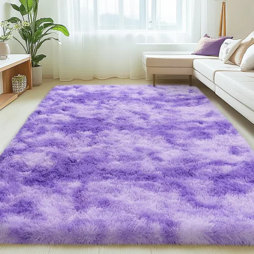 Miniatura 28 de Mugorn - Alfombra de 8 x 10 pies, alfombras grandes, esponjosas, suaves, peludas, antideslizantes, mullidas para interiores, color negro, 8 x 10 pies