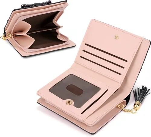 Miniatura 5 de UTO Cartera para niñas de piel sintética con colgante de gato con borla y cremallera, organizador de tarjetas para mujer, pequeño y lindo monedero