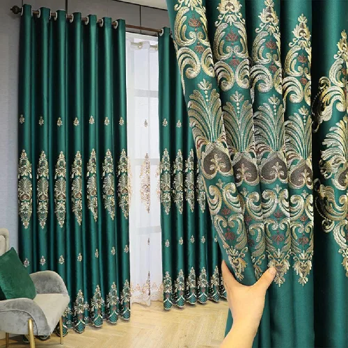 Miniatura 8 de Amidoudou 1 par de cortinas bordadas jacquard europeas de lujo para sala de estar y dormitorio (azul, 51 x 84 pulgadas)