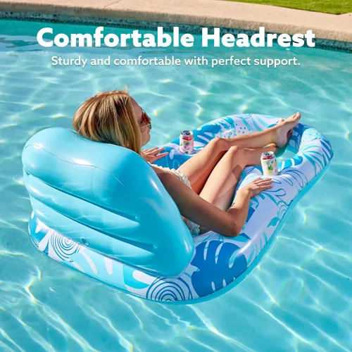 Miniatura 2 de SLOOSH Paquete de 2 flotadores inflables para piscina para adultos, flotador de piscina para sala de estar, balsa, flotadores, silla reclinable