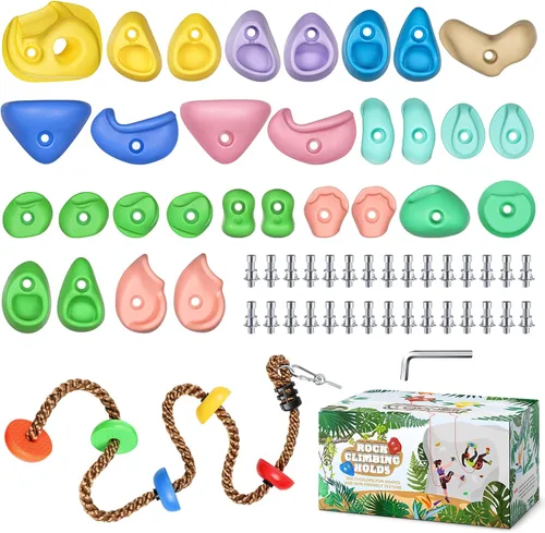 Miniatura 9 de TOPNEW 32 Agarres de Escalada en Roca de Múltiples Tamaños para Niños, Agarres de Pared de Roca para Adultos, Agarres de Pared de Escalada