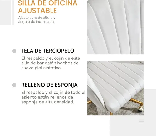 Miniatura 3 de ECHINGLE Silla de escritorio de oficina en casa, tapizada de terciopelo, moderna y cómoda, silla de oficina para mujer, ergonómica, ajustable