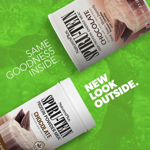 Miniatura 2 de NaturesPlus Spiru-Tein, Chocolate - 2.1 lb - Complejo de proteínas con espirulina - 0.49 oz de proteína a base de plantas por porción - Sin OMG