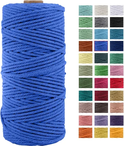 Miniatura 21 de Cuerda de macramé de algodón natural grueso de 3mm x 109 yardas, cuerda de algodón torcido de 4 hebras para macramé suave de color natural hecho a