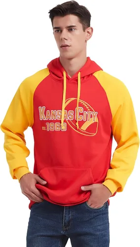 Miniatura 5 de RZUO Sudadera con capucha suave para hombre con bordado de fútbol clásico de la ciudad