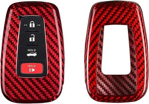 Miniatura 9 de Funda para llavero de fibra de carbono genuina para Toyota 86 GT86 Avalon C-HR Camry Corolla Highlander Land Cruiser Prado Prius RAV4 2016-2023