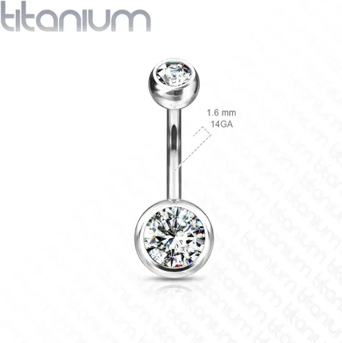 Miniatura 4 de FIFTH CUE 14G G23 - Piercing para el ombligo de titanio sólido con doble gema, de bola