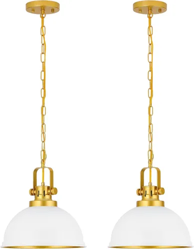 Miniatura 13 de Luces Colgantes Negras para Isla de Cocina, 11.8" Metal Martillado Negro Lámpara Colgante de Cúpula Iluminación Colgante Negra y de Madera Accesorio