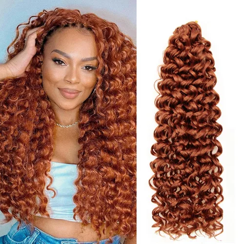 Miniatura 26 de GoGo Curl Crochet Hair 18 pulgadas onda de agua pelo sintético bohemio ganchillo trenzado jengibre onda profunda extensiones de cabello trenzado