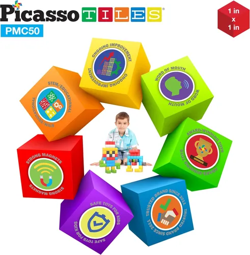 Miniatura 5 de PicassoTiles Cubo de Rompecabezas Magnético Pixel de 1" para Niños Mezcla y Combina con Libro de Ideas Gratuito Juguetes Sensoriales Aprendizaje