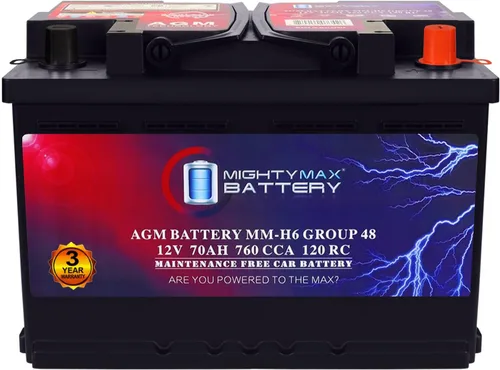 Batería Mighty Max Battery MM-H6 de Arranque y Parada para Automóvil BCI Grupo Tamaño 48 12V 70 AH, 120RC, 760 CCA Batería Recargable AGM para