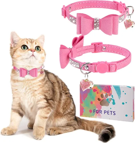 Miniatura 18 de Collar de Gato con Pedrería Desprendible con Cascabel, Collar de Gato con Diamantes con Hebilla de Seguridad de Liberación Rápida para Niña Niño