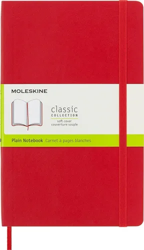 Moleskine - Cuaderno clásico, tapa suave, grande (5 x 8.25 pulgadas), liso/en blanco, rojo escarlata, 192 páginas