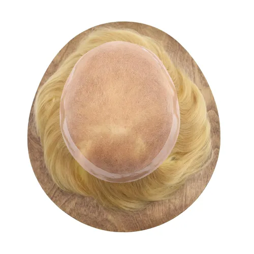 Miniatura 5 de Toupee Pieza de pelo para hombres Sistema de reemplazo de cabello Cabello humano real Mono Toupee fino para hombres Piezas de pelo Hombres Toupee