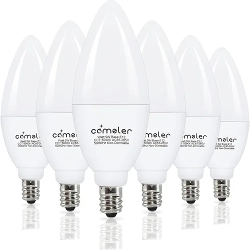 Miniatura 13 de comzler - Foco LED E12 de Candelabro, bombillas LED para ventilador de techo equivalentes a 60 W, focos LED de araña de luz diurna 5000K, bombilla