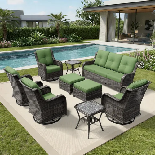 Miniatura 200 de Joyside Juego de sillas de mimbre para patio, juego de 3 piezas de mimbre para exteriores con 2 sillas reposabrazos y 1 mesa auxiliar para terraza