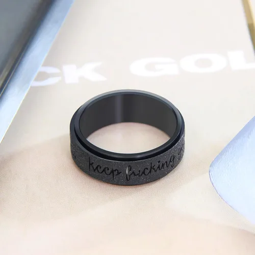 Miniatura 6 de Fidget Ring Women for Anxiety Rings:Personalized Inspirational Mantra Stainless Steel Silver Black Rainbow Rose Gold Spinning Ring for Men Women