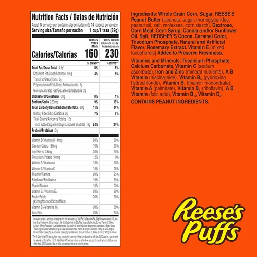 Miniatura 2 de Reese's Puffs Minis - Cereal para desayuno, cereal de mantequilla de maní y chocolate, tamaño familiar, 19.8 onzas