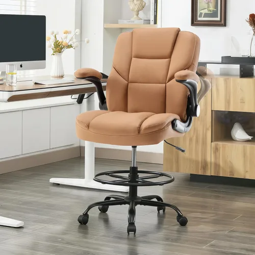 Miniatura 12 de Drafting Chair 500Lbs, Tall Office Chair for Standing Desk, Fabric Executive Office Chair with Flip-up Armrests, Ergonomic High Chair with