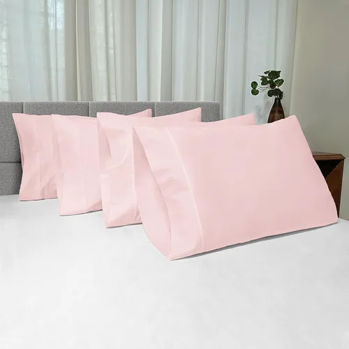 Miniatura 25 de Pizuna Juego de 2 fundas de almohada de 100 % algodón puro, tamaño estándar, color blanco, lujosas fundas de almohada de 400 hilos de satén
