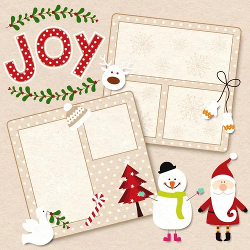 Miniatura 6 de Whaline 24 hojas de papel con patrón de Navidad, Papá Noel, reno, muñeco de nieve, álbum de recortes, papel especial de estraza de doble cara