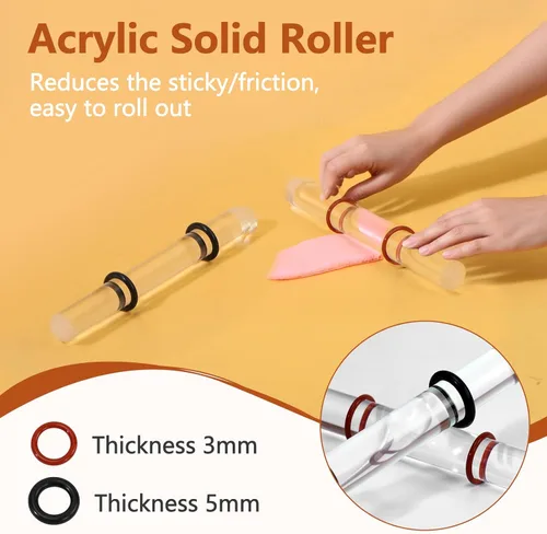 Miniatura 3 de Herramientas de corte de arcilla polimérica, Pasador de rodillo acrílico, Cortadores de arcilla flexible de 5 piezas, Cortadores de cerámica Kit
